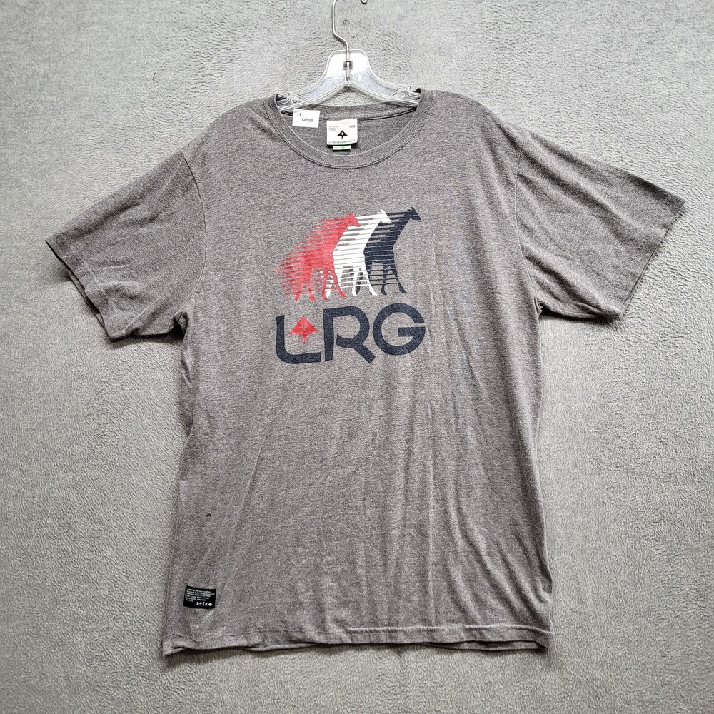 LRG Men Shirt Large Gray Graphic Logo Giraffe Y2K READ